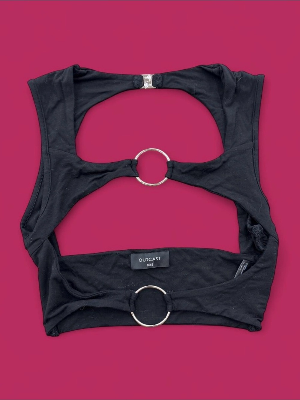 Outcast Black Ring-Front Cutout Crop Top